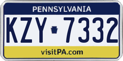 PA license plate KZY7332