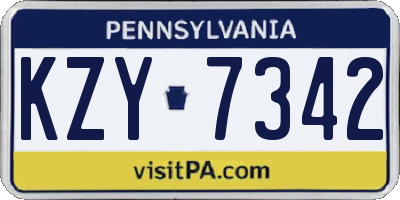 PA license plate KZY7342