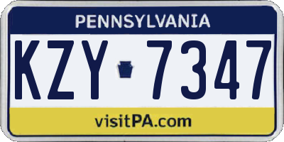 PA license plate KZY7347