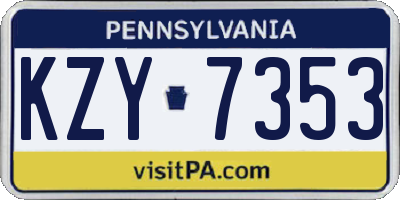 PA license plate KZY7353