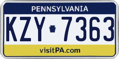 PA license plate KZY7363