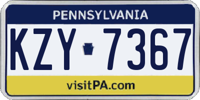 PA license plate KZY7367