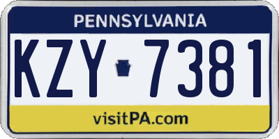 PA license plate KZY7381