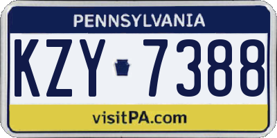 PA license plate KZY7388