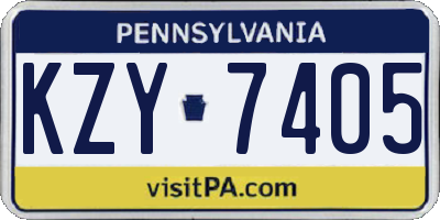 PA license plate KZY7405