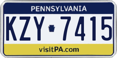 PA license plate KZY7415