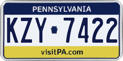 PA license plate KZY7422