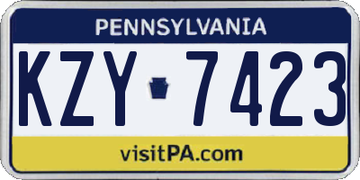 PA license plate KZY7423