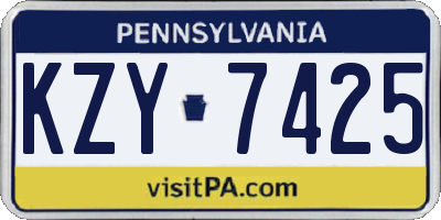 PA license plate KZY7425