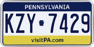 PA license plate KZY7429