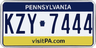 PA license plate KZY7444