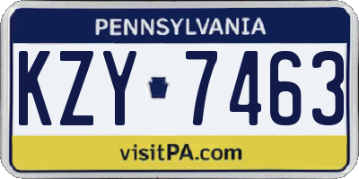 PA license plate KZY7463