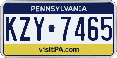 PA license plate KZY7465
