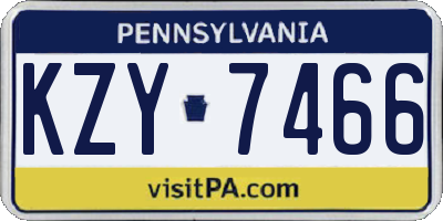 PA license plate KZY7466