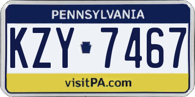 PA license plate KZY7467
