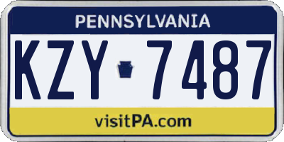 PA license plate KZY7487