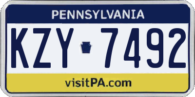 PA license plate KZY7492