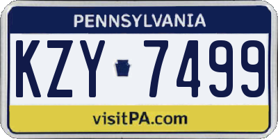 PA license plate KZY7499