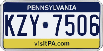 PA license plate KZY7506