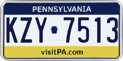 PA license plate KZY7513