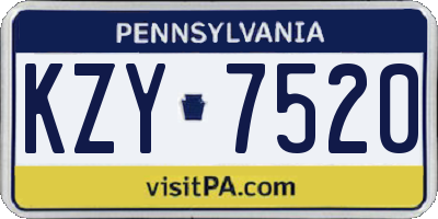 PA license plate KZY7520