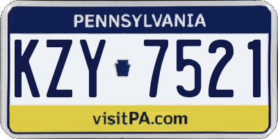 PA license plate KZY7521