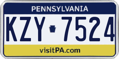 PA license plate KZY7524