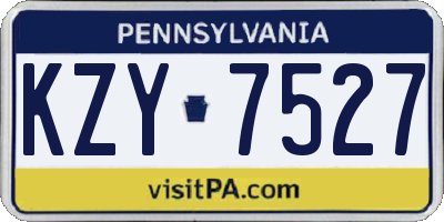PA license plate KZY7527
