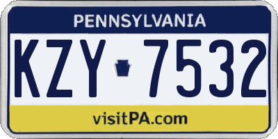 PA license plate KZY7532