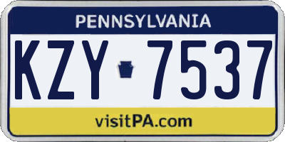 PA license plate KZY7537