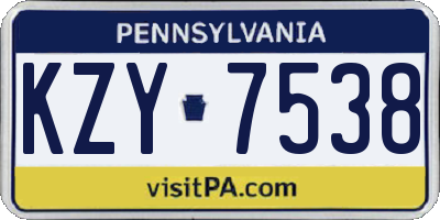 PA license plate KZY7538