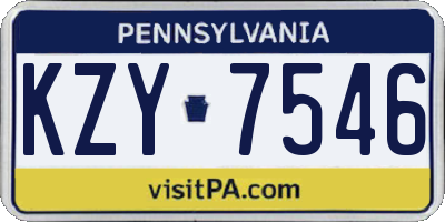 PA license plate KZY7546