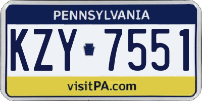 PA license plate KZY7551