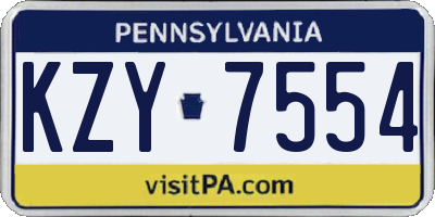 PA license plate KZY7554