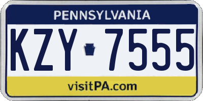 PA license plate KZY7555