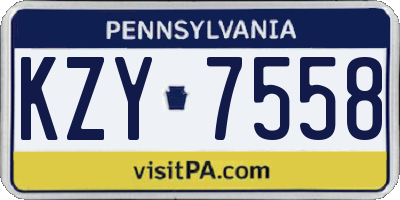 PA license plate KZY7558