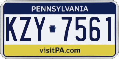 PA license plate KZY7561
