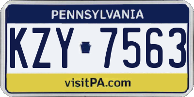 PA license plate KZY7563