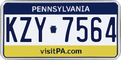 PA license plate KZY7564