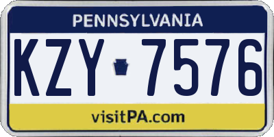 PA license plate KZY7576