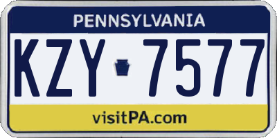 PA license plate KZY7577