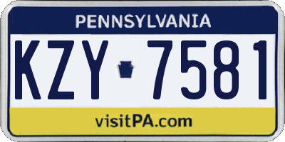 PA license plate KZY7581