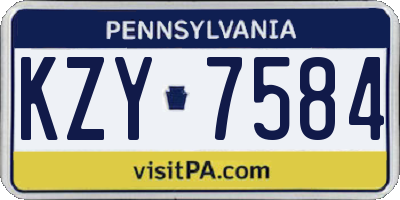 PA license plate KZY7584