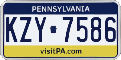 PA license plate KZY7586