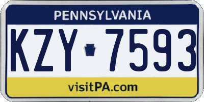 PA license plate KZY7593