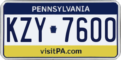 PA license plate KZY7600