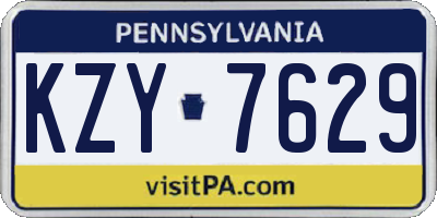 PA license plate KZY7629