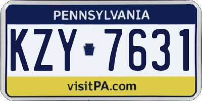 PA license plate KZY7631