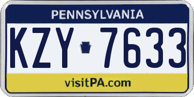 PA license plate KZY7633