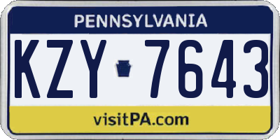 PA license plate KZY7643